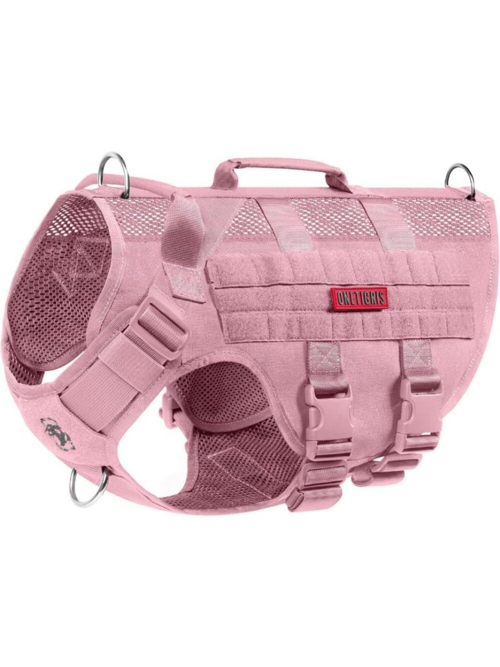Tactical No-Pull Dog Harness for Small Dogs - Breathable Vest with Handles, Pink